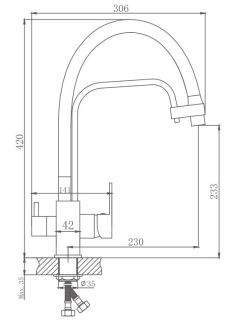 Смеситель для кухни Haiba HB76857 с подключением фильтра питьевой воды чёрный матовый